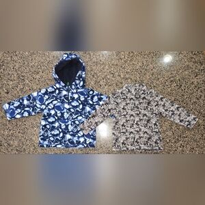 Blue Football Fleece Hoodie Half Zip & Gray Camo Full Zip Fleece 3T Boys Bundle